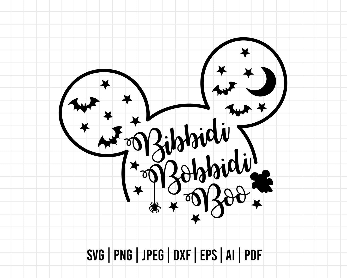 COD100- Bibbidi bobbidi boo svg, Halloween svg, Mouse Head svg, Trick Or Treat Svg, Spooky Vibes Svg