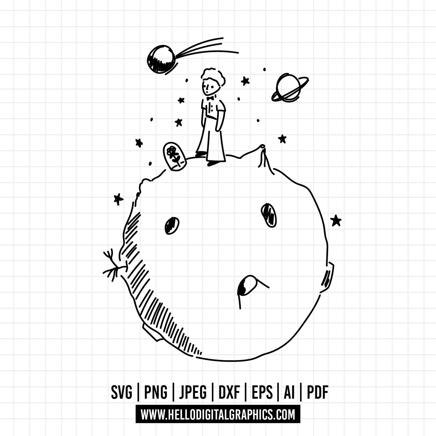 COD1002- The Little Prince and the fox SVG, The Little Prince Svg, The Little Prince Clipart, Le Petit Prince Art