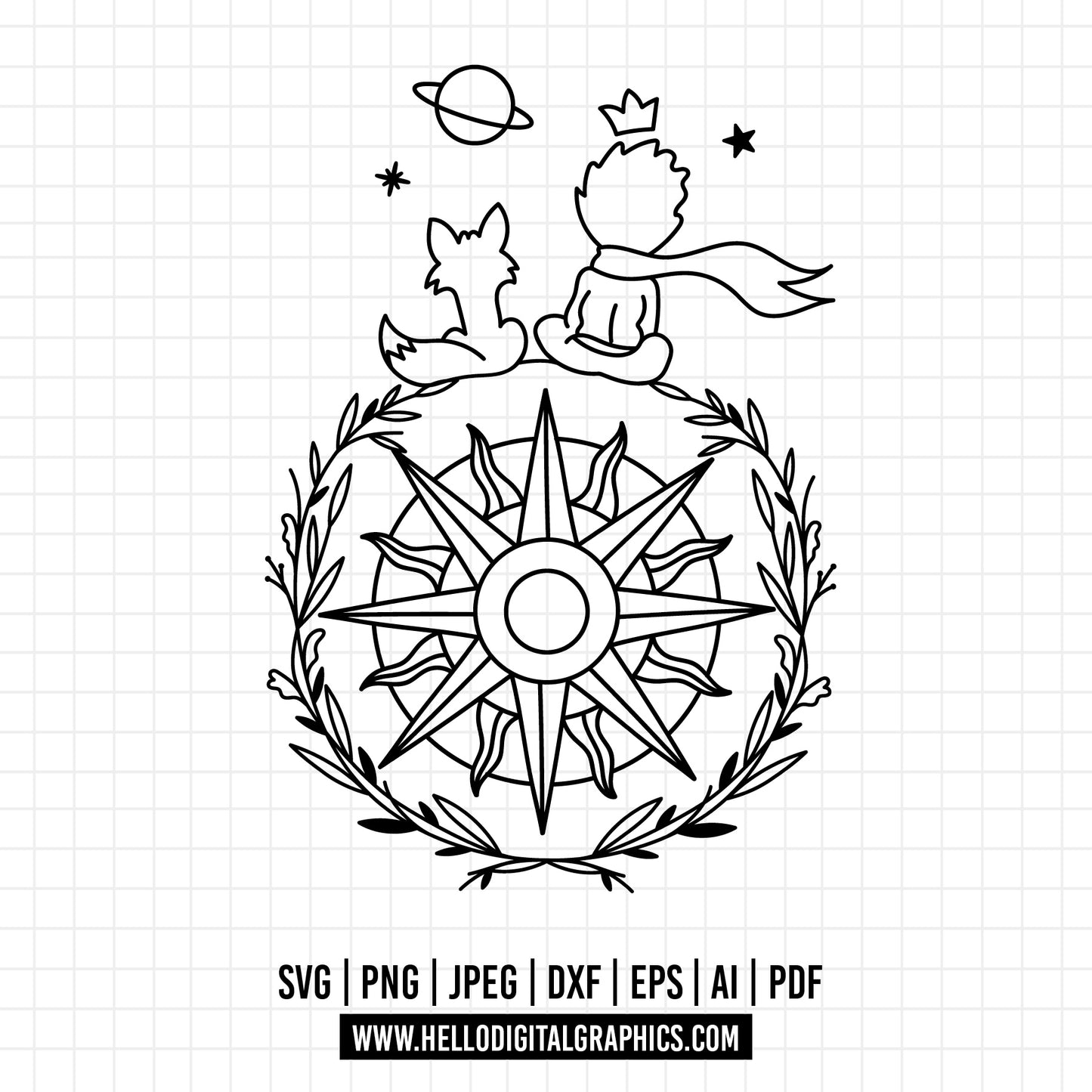 COD1003- The Little Prince and the fox SVG, The Little Prince Svg, The Little Prince Clipart, Le Petit Prince Art
