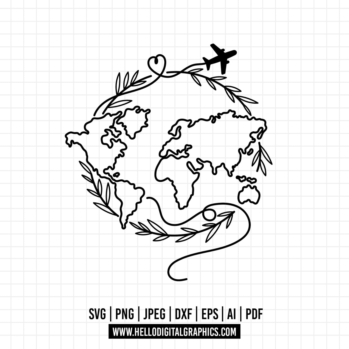 COD1005- World Map svg, World Map Silhouette Svg, Map Svg, travel svg, world svg