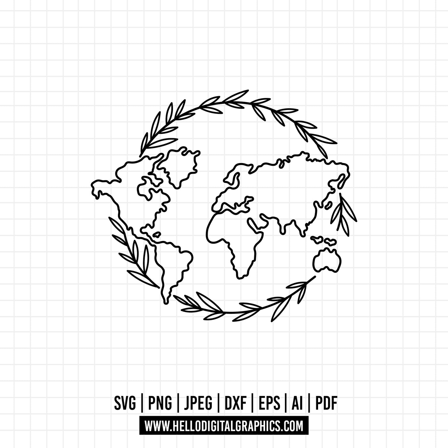 COD1006- World Map svg, World Map Silhouette Svg, Map Svg, travel svg, world svg