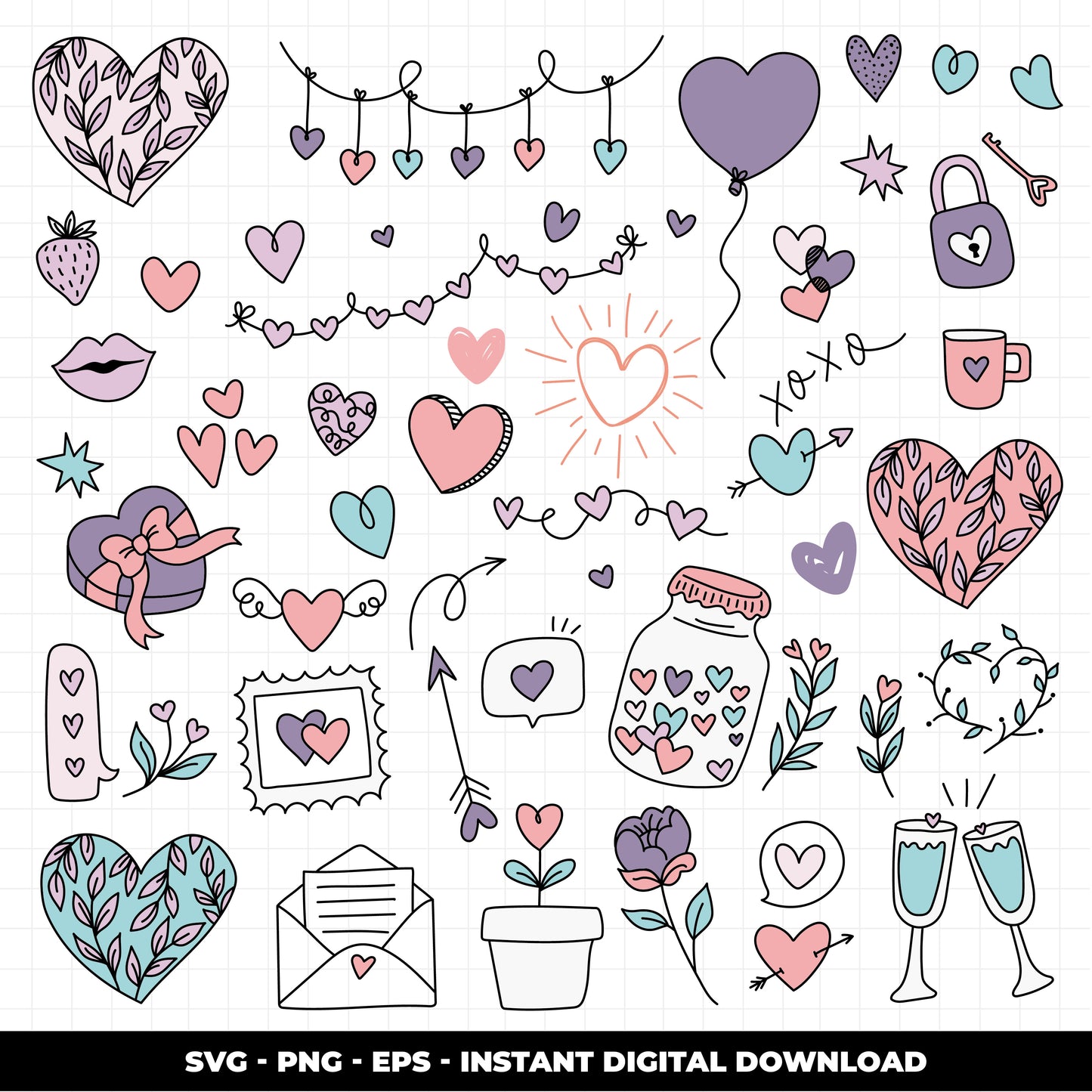 COD1014- Doodle Heart svg, Self Love Svg, Heart svg, Hand-drawn svg, True love svg