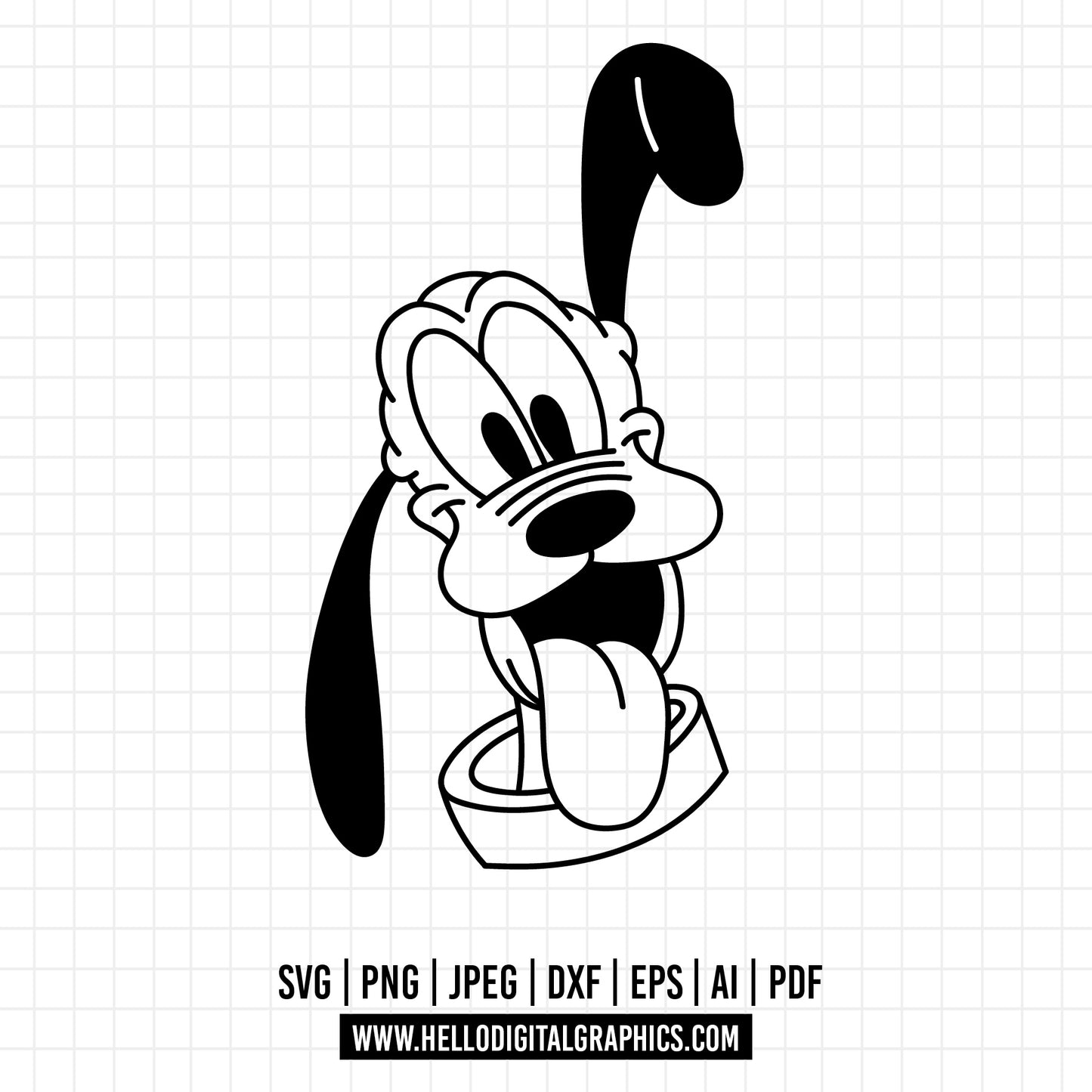 COD1015- Pluto svg, outline pluto svg, dog svg, Pluto Silhouette, Cricut, disney svg