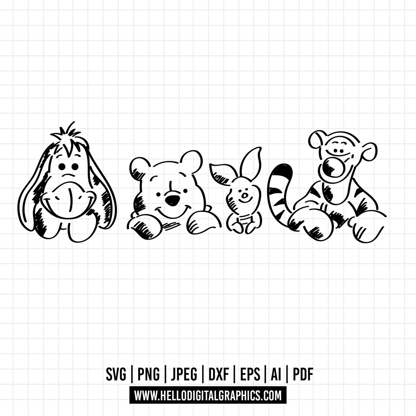 COD1070 Winnie the pooh svg, Igor svg, pooh sketch svg, friends svg, honey svg