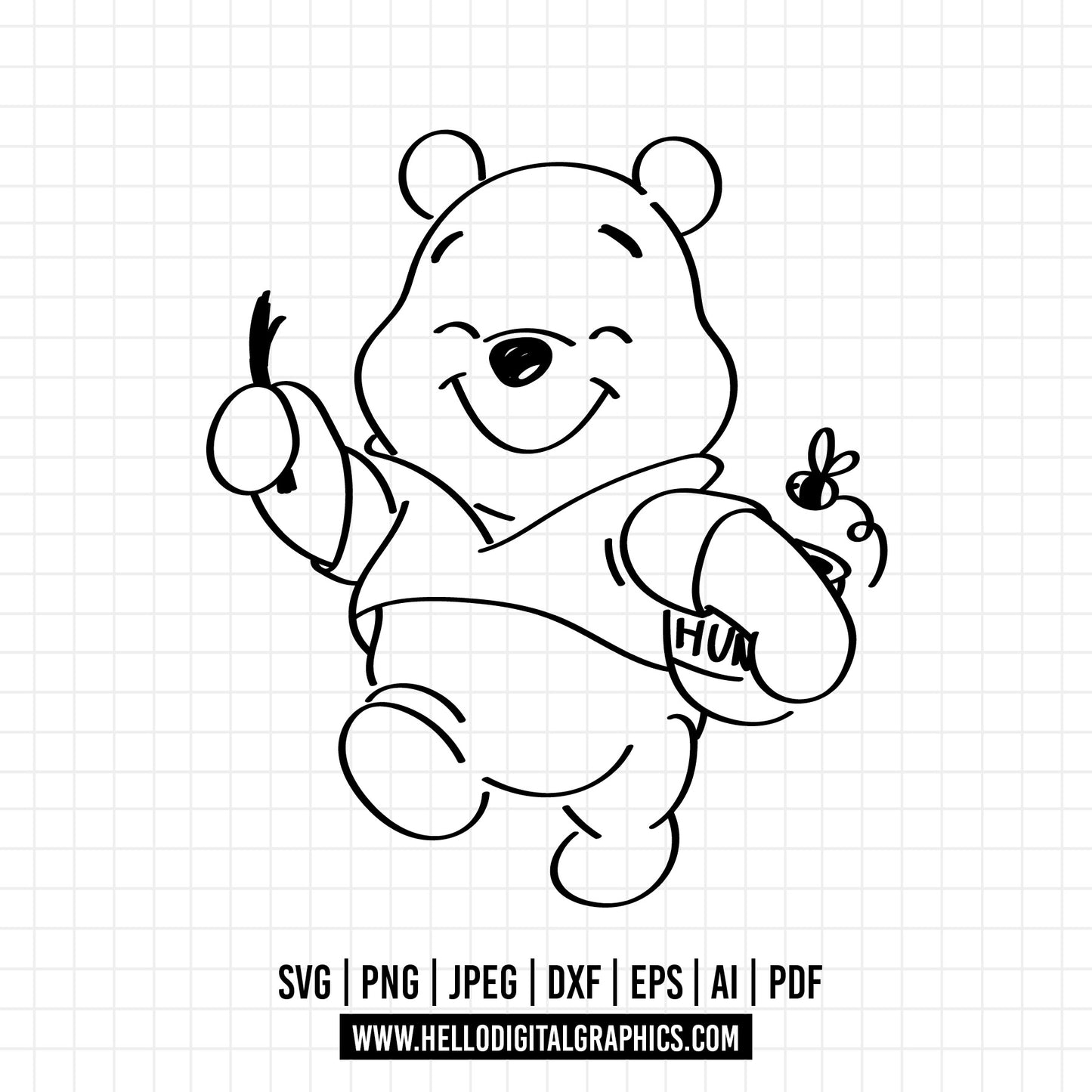 COD1080 Winnie the pooh svg, pooh sketch svg, Disney svg