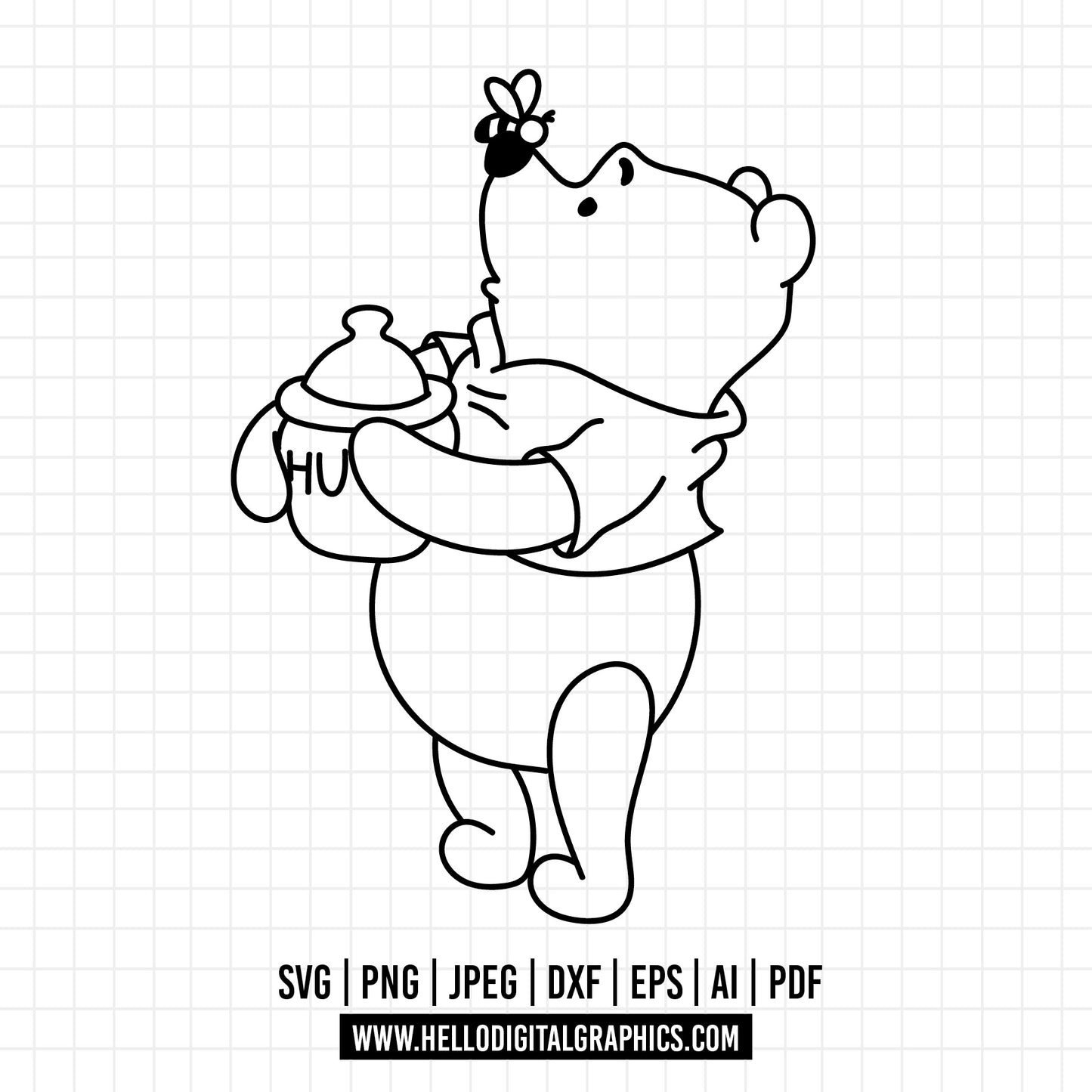 COD1085 Winnie the pooh svg, Igor svg, pooh sketch svg, friends svg, honey svg