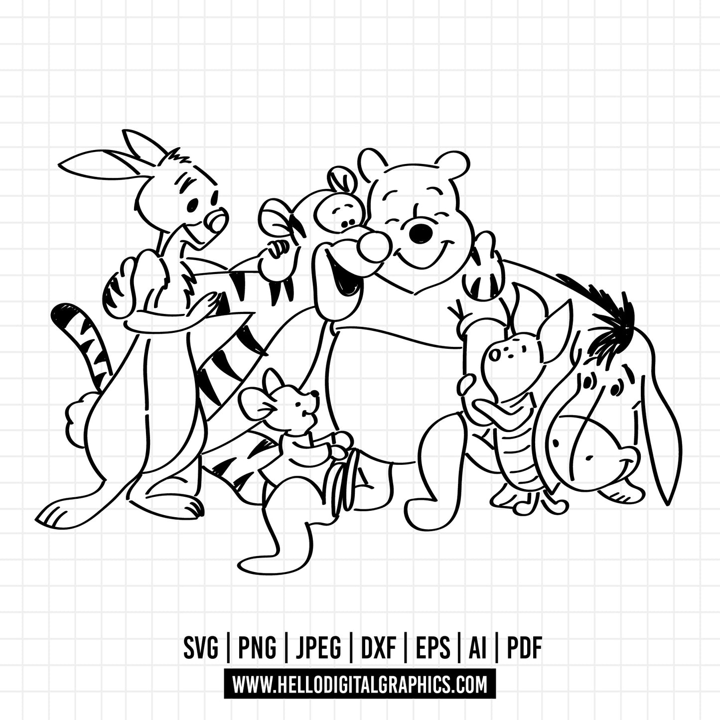 COD1086 Winnie the pooh svg, Igor svg, pooh sketch svg, friends svg, honey svg