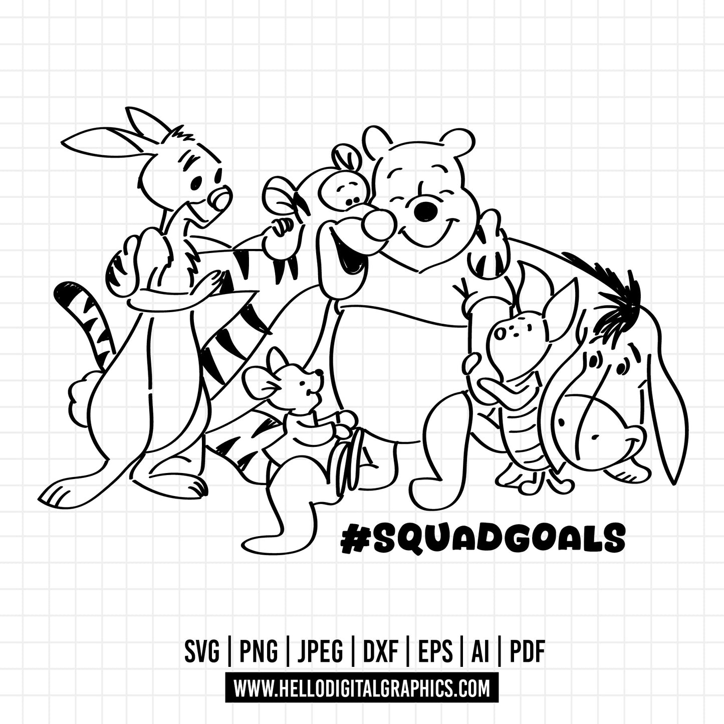 COD1092 Squadgoals svg, Winnie the pooh svg, Igor svg, pooh sketch svg, friends svg, honey svg