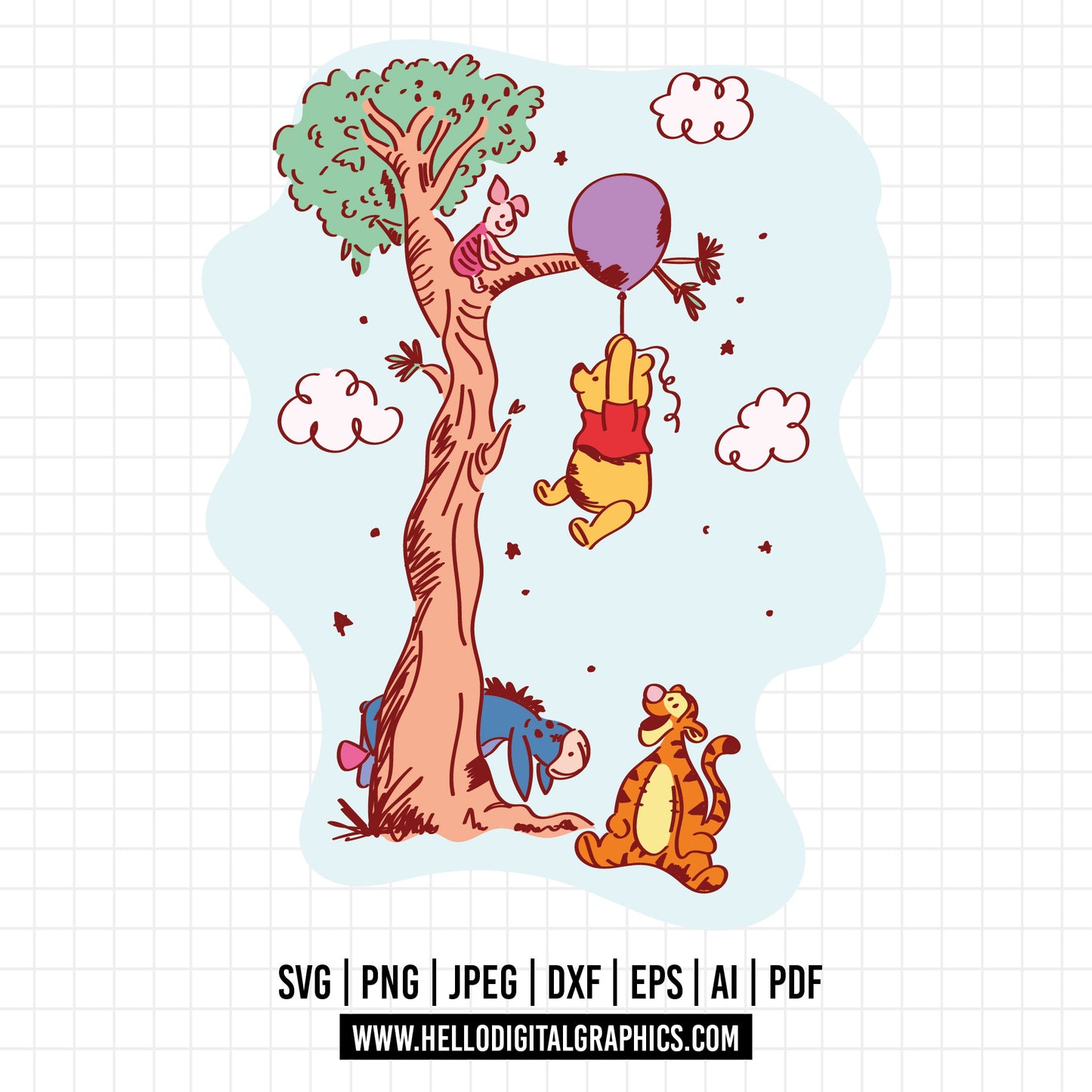 COD1126 Winnie the pooh svg, pooh sketch svg, friends svg, pooh birthday svg
