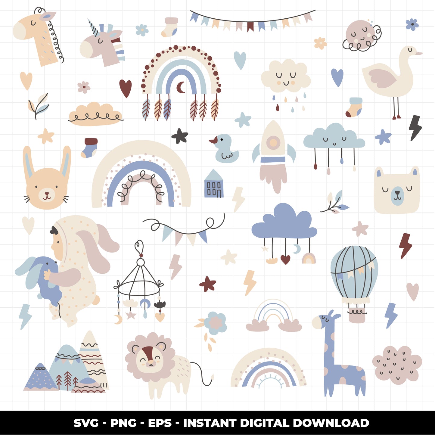 COD1139 Baby svg, baby doodle svg, baby png, baby clipart, unicorn baby svg