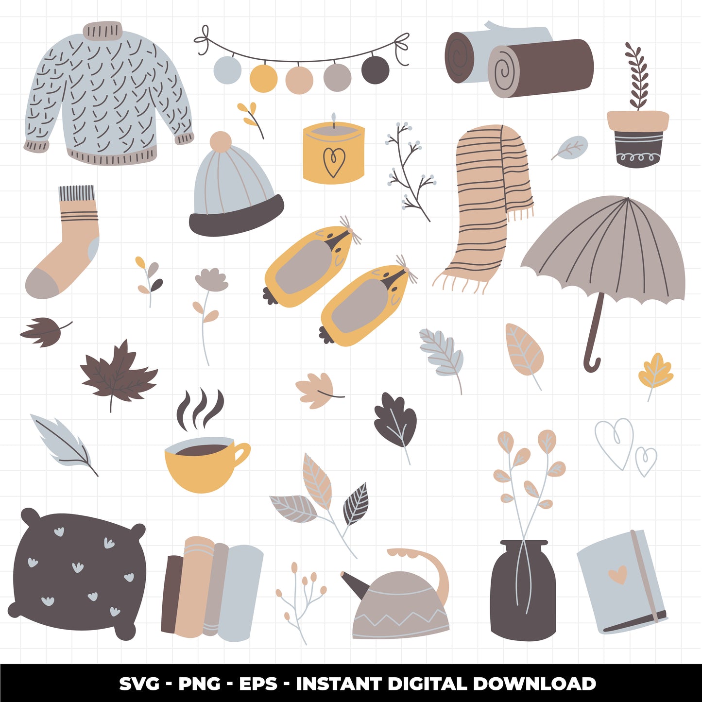 COD1145 - Autumn clipart, fall clipart, Leaves clipart, Plants eps, Paper Leaves, Leaf Templates, Wreath