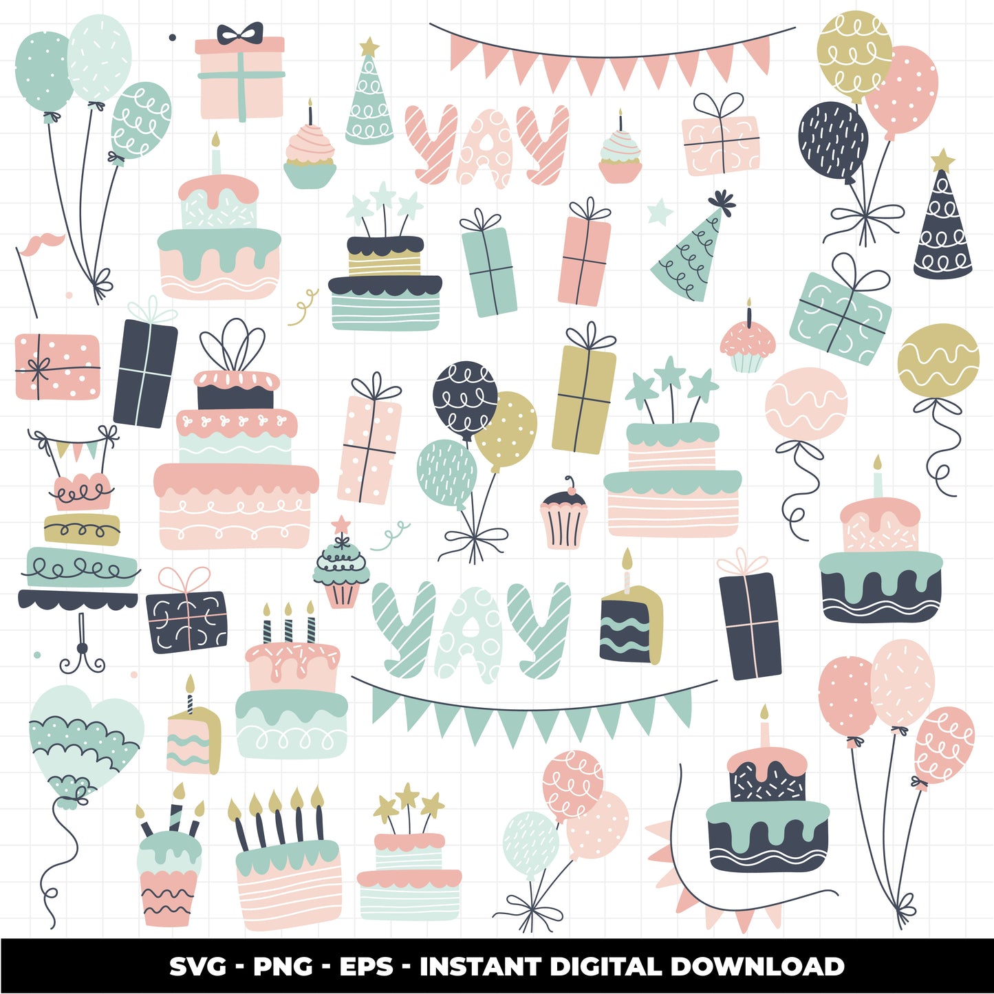 COD1147 Happy birthday svg, birthday clipart, cake svg, birthday vector, party svg