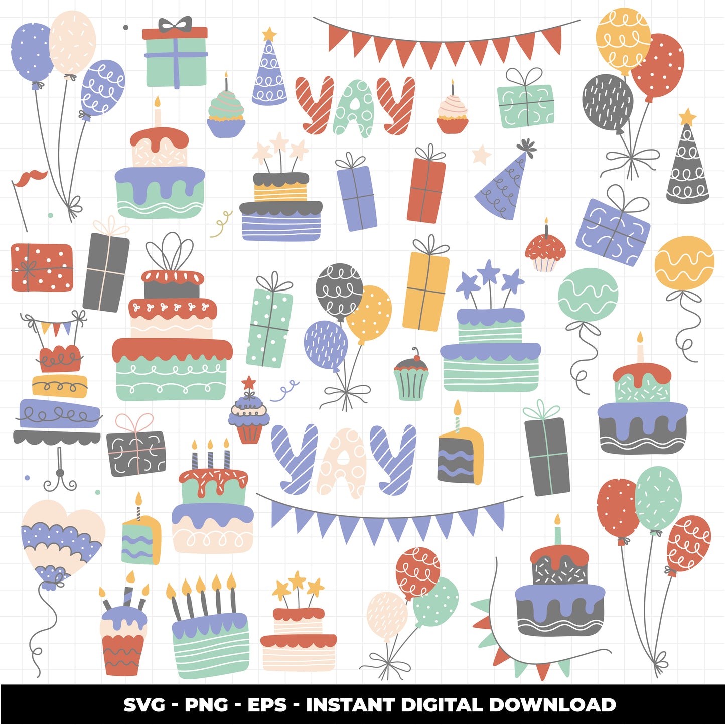 COD1149 Happy birthday svg, birthday clipart, cake svg, birthday vector, party svg