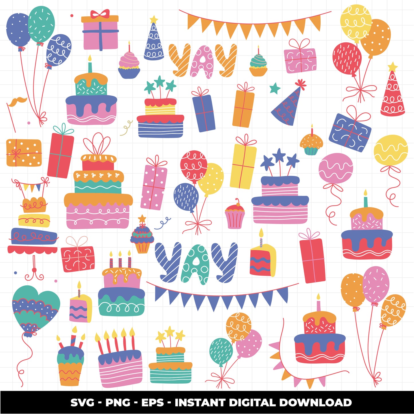 COD1150 Happy birthday svg, birthday clipart, cake svg, birthday vector, party svg