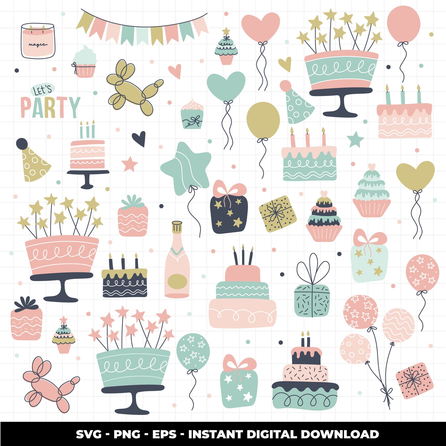 COD1153 Happy birthday svg, birthday clipart, cake svg, birthday vector, party svg