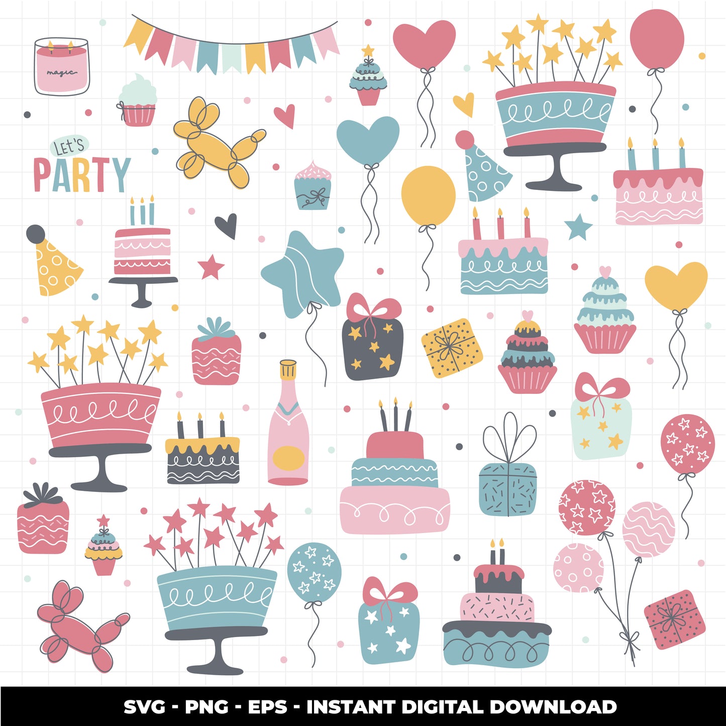 COD1154 Happy birthday svg, birthday clipart, cake svg, birthday vector, party svg