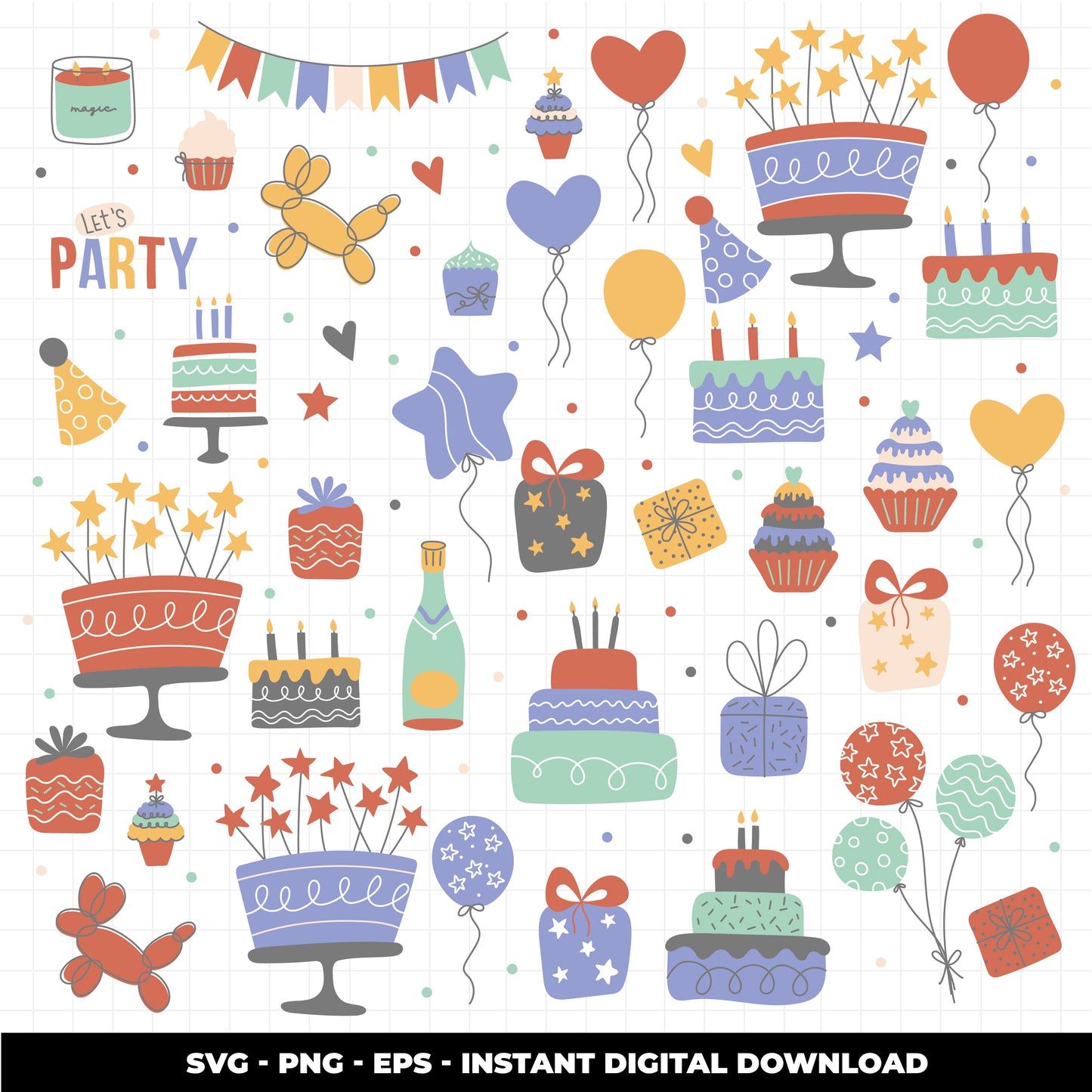 COD1155 Happy birthday svg, birthday clipart, cake svg, birthday vector, party svg