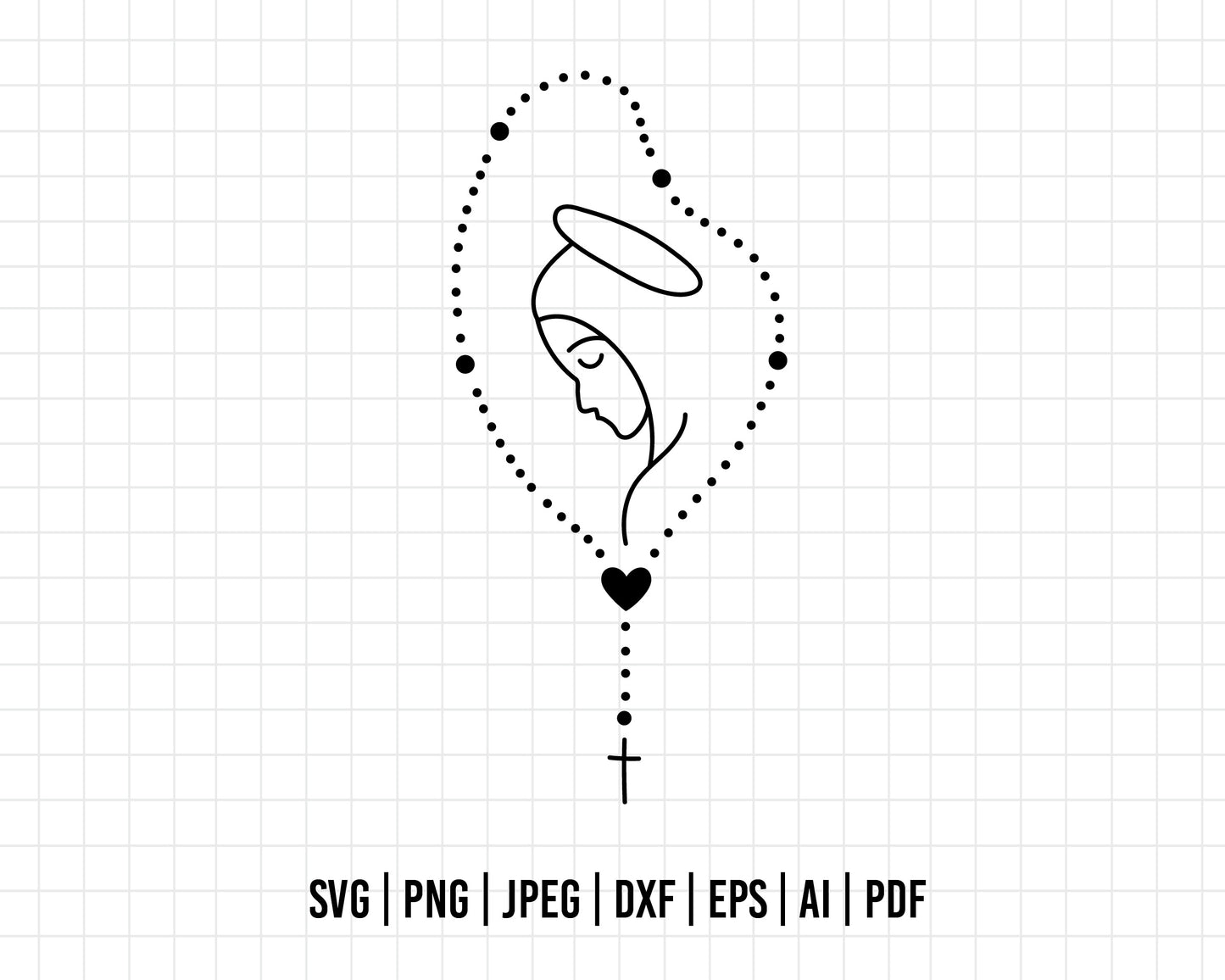 COD12- Rosary Catholic SVG, Religious SVG, Rosary Digital Cutting Files SVG, Cricut file, Cut file, Silhouette, Vector