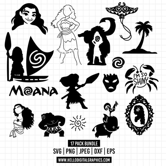 COD1204 Moana SVG Clipart, Princess SVG, Princess cliparts Files for Cricut Silhouette