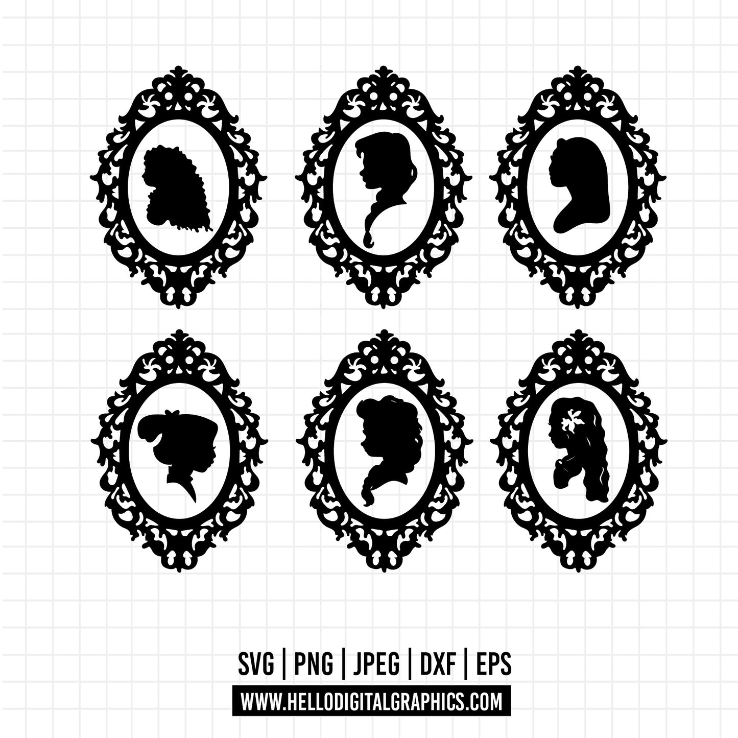 COD1206 Princess silhouette svg bundle, Snow White SVG, Princess SVG, princess svg Files for Cricut Silhouette/Tumbler svg