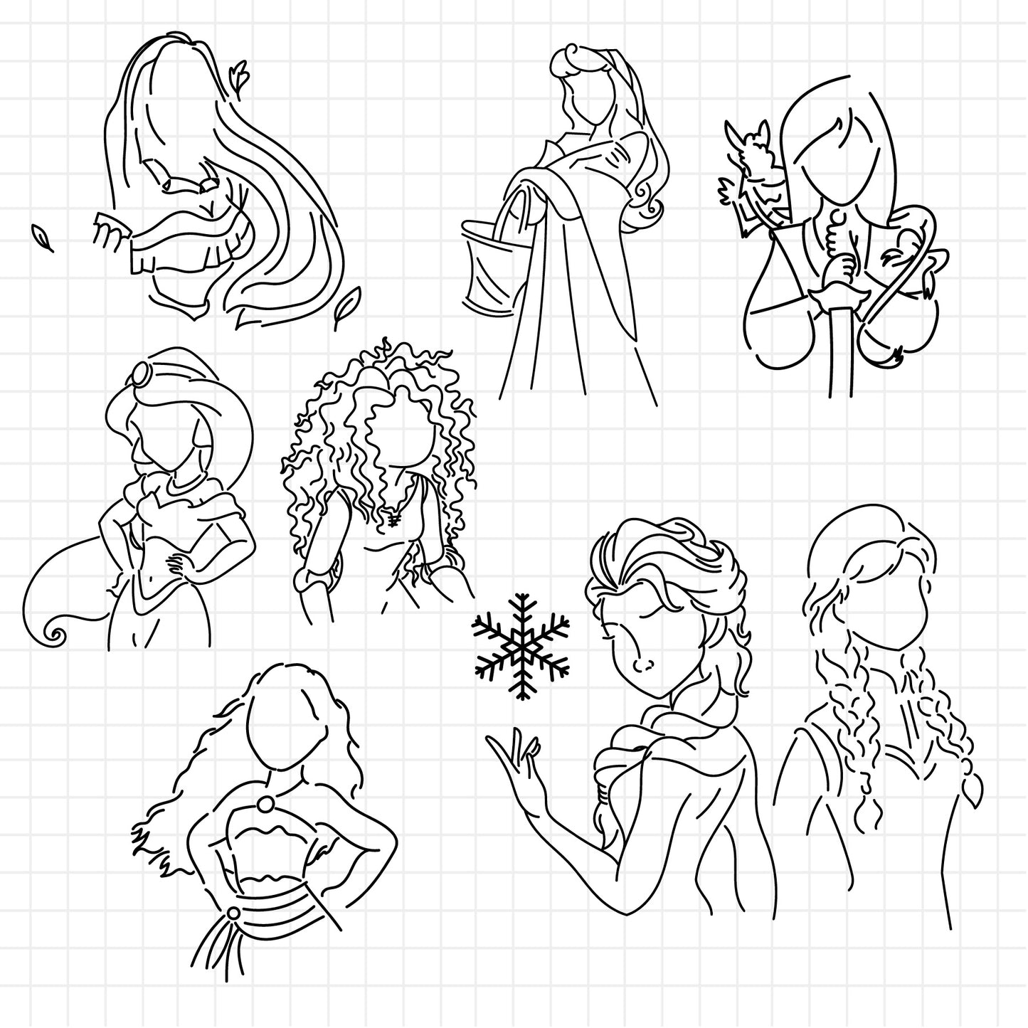 COD1215 Princess silhouette svg bundle, Snow White SVG, Princess SVG, princess svg Files for Cricut Silhouette/Tumbler svg