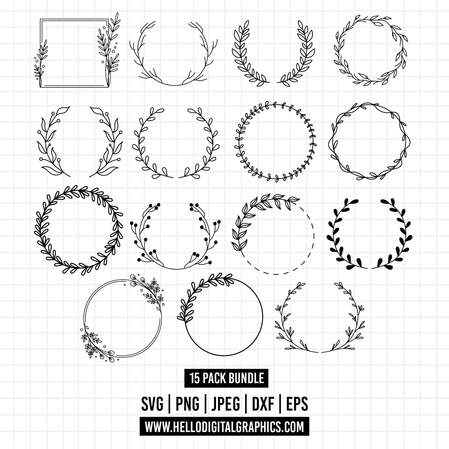 COD1250 - Wreath SVG Bundle/ Circle Svg bundle/floral wreath Svg/wedding wreath svg/floral circle svg/svg files for cricut/Silhouette