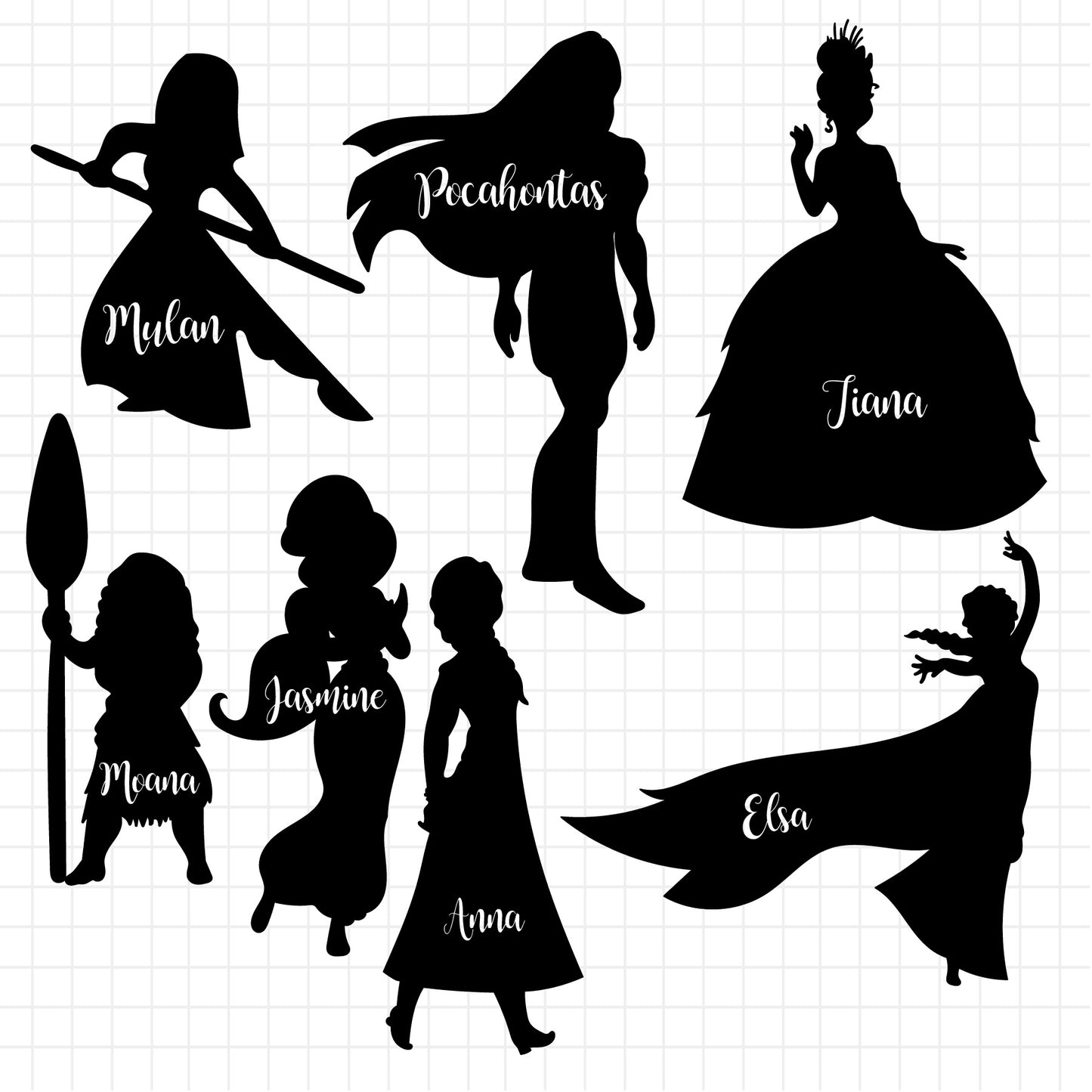 COD1251 Princess silhouette svg bundle, Snow White SVG, Princess SVG, princess svg Files for Cricut Silhouette/Tumbler svg
