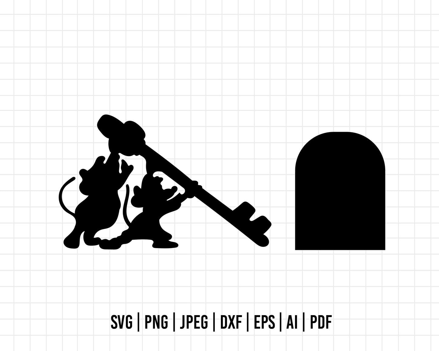 COD126- Jaq and Gus Keyhol svg, Gus Gus Jack Ears SVG, Cinderella svg, disney svg, Vinyl Decal, Iron on