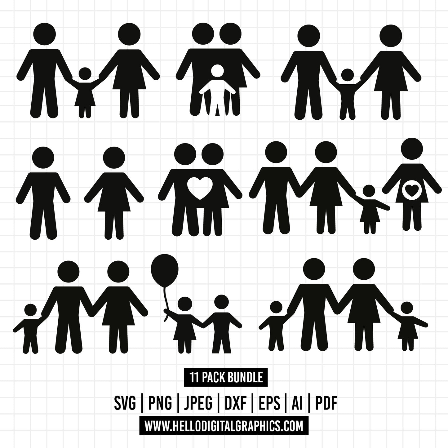 1265 - Family icons Svg, Happy Family Svg, Parents svg, Stick figures Svg, Family clipart, People Svg, Family svg, People Symbols svg