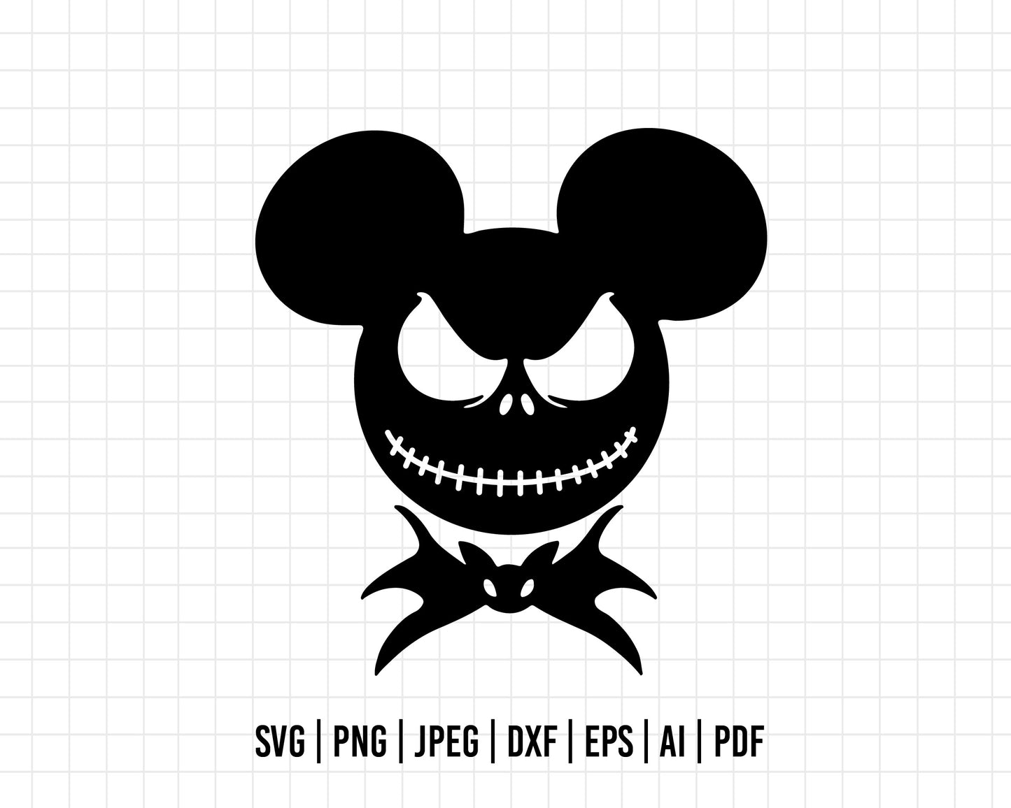 COD128- Nightmare Before Christmas svg, Jack Skellington and Bat Bowtie SVG, Halloween Mouse Head Svg, Trick Or Treat Svg, Halloween svg, Mickey svg, Disney svg