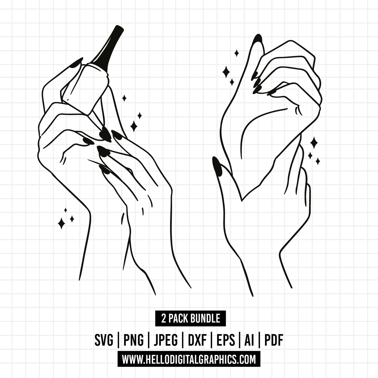 COD1288- Nail art SVG bundle, Girl Hand svg, Nail art Cut file, Nail tech svg,Nail Polish svg, Nail svg, Manicure svg,Fashion svg