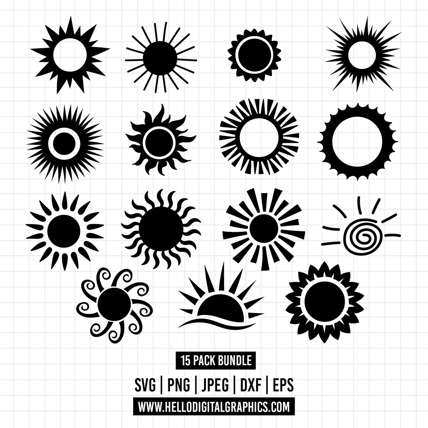 COD1290- Sunburst SVG Bundle/ Svg Bundle/Vintage Sunbursts Half/Sketch/Hand-drawn clipart /sunshine svg/Cut Files Cricut/Silhouette