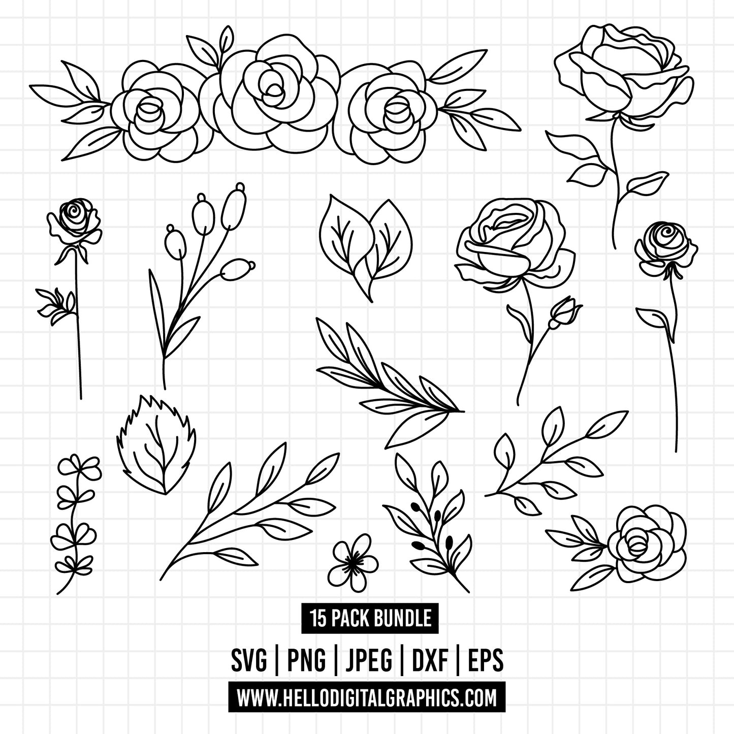 COD1292 - Flowers LineArt Svg, Flower Bouquets Svg, Line Art Svg/Minimalist Svg/Flower svg/trendy svg /Boho Svg