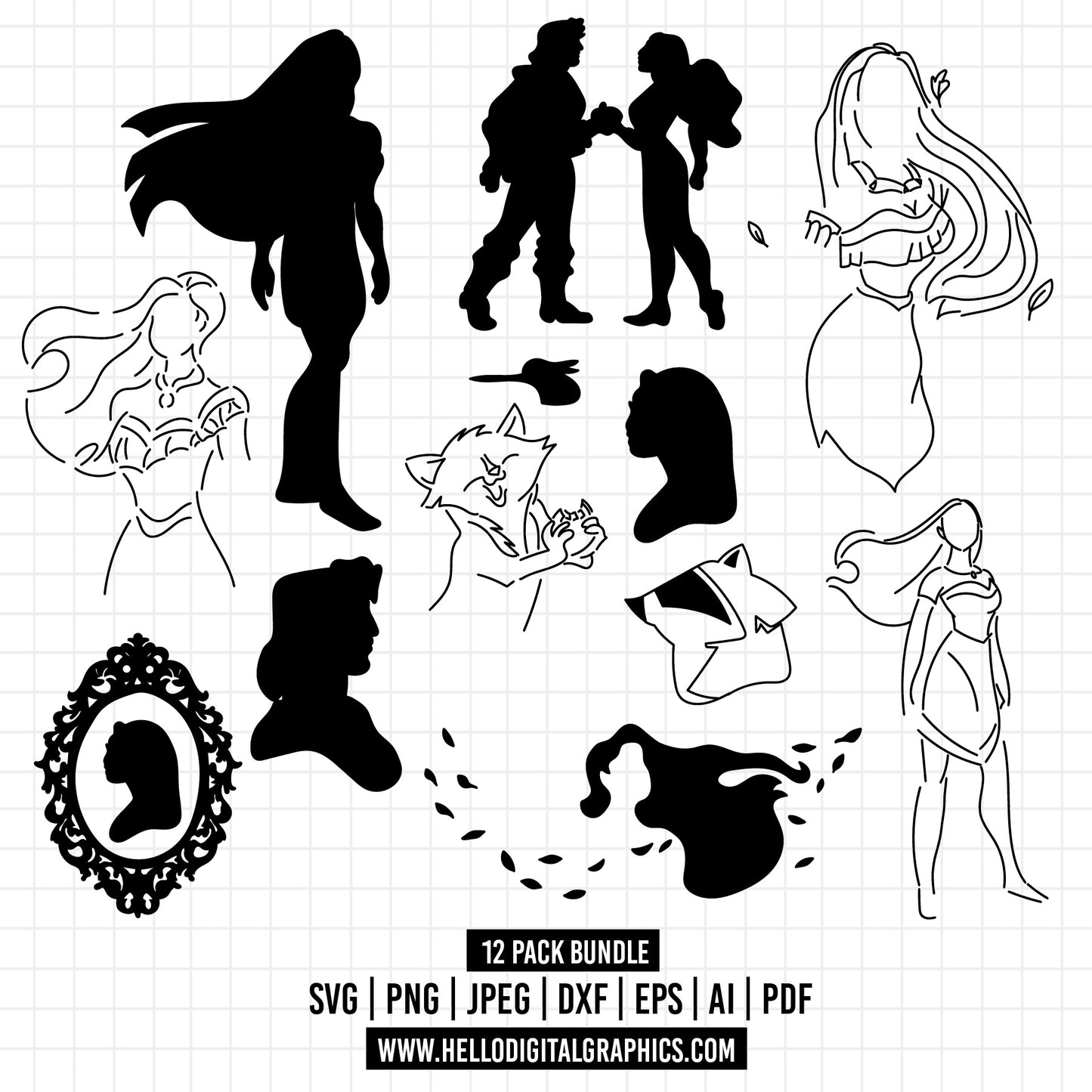 COD1323- Pocahontas svg, nature svg, princess svg, outline svg, cricut silhouette, Disney svg