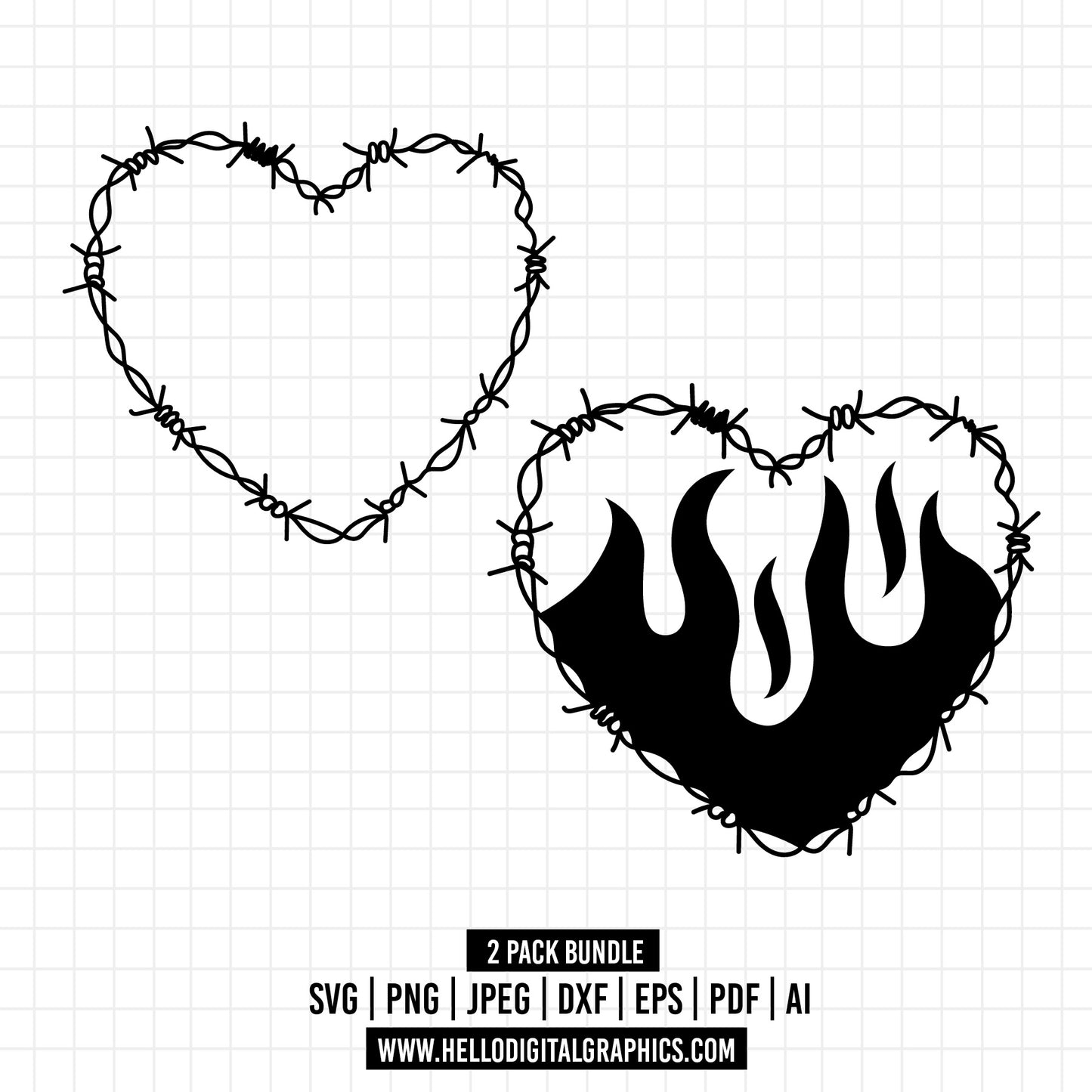 COD1329 -Barbed Wire Heart SVG/WireHeart Frame Vector/Self Love Svg/Heart SVG/Sketch/Tattoo /Hand-drawn clipart /Cut Files Cricut/Silhouette