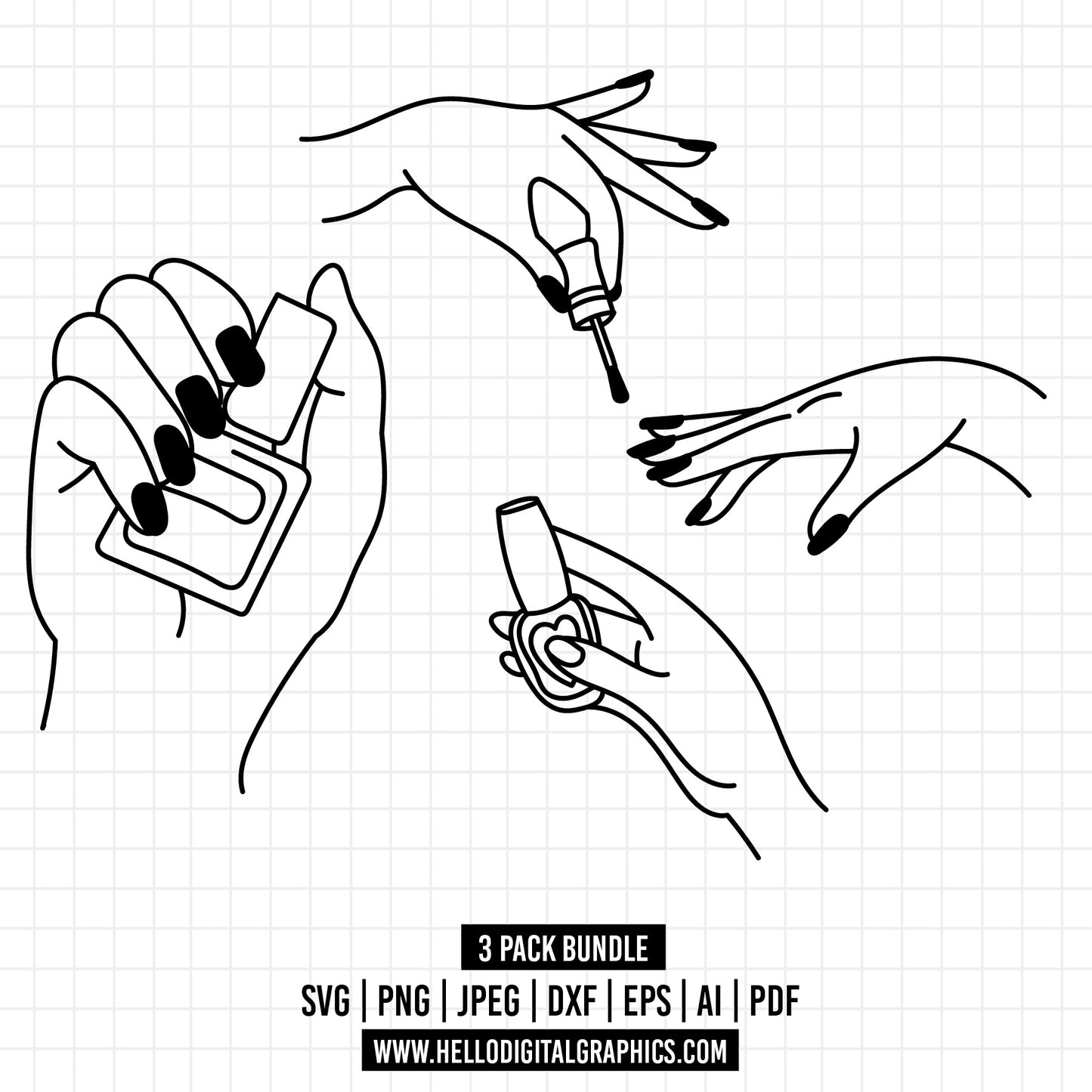 COD1347- Nail art SVG bundle, Girl Hand svg, Nail art Cut file, Nail tech svg,Nail Polish svg, Nail svg, Manicure svg,Fashion svg