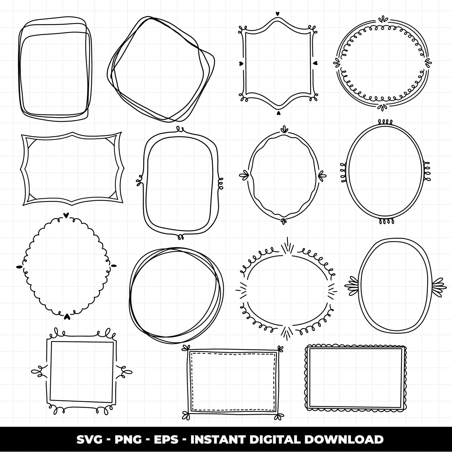COD1373 - Doodle clipart, Frames Clipart, Aesthetic frames Clipart, frames printable, scrapbook cliparts, doodle frames svg, frames vector