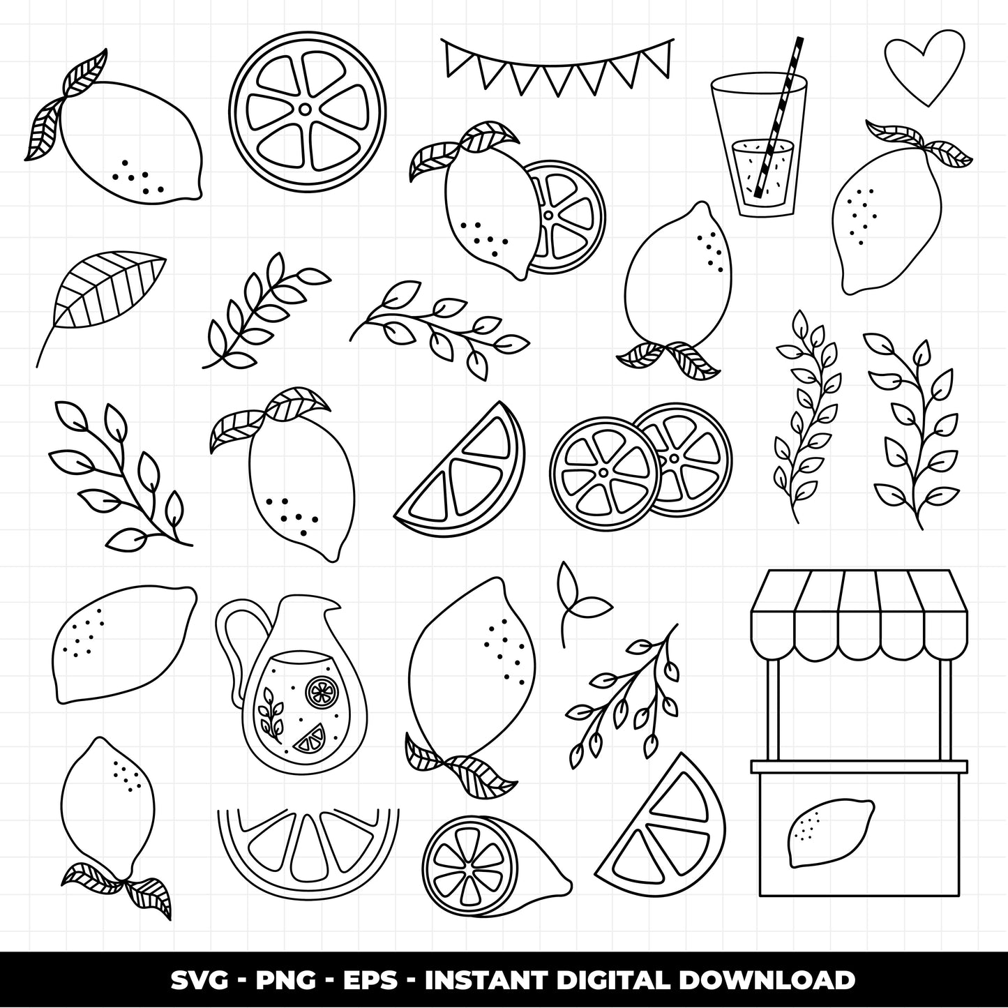 COD1378 -Doodle clipart, Lemonade Clipart, summer Clipart, summer printable, scrapbook cliparts, doodle lemonade svg, summer svg