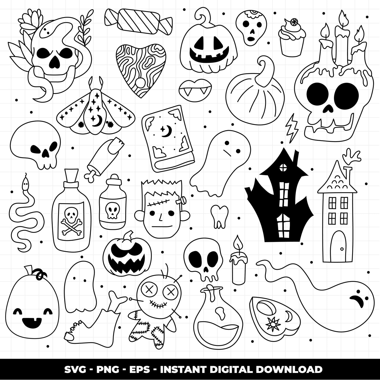 COD1384 - Halloween Doodles clipart #4/Pumpkin Clipart /halloween Clipart/scrapbook cliparts/Instant Download/Commercial use/Erin Condren