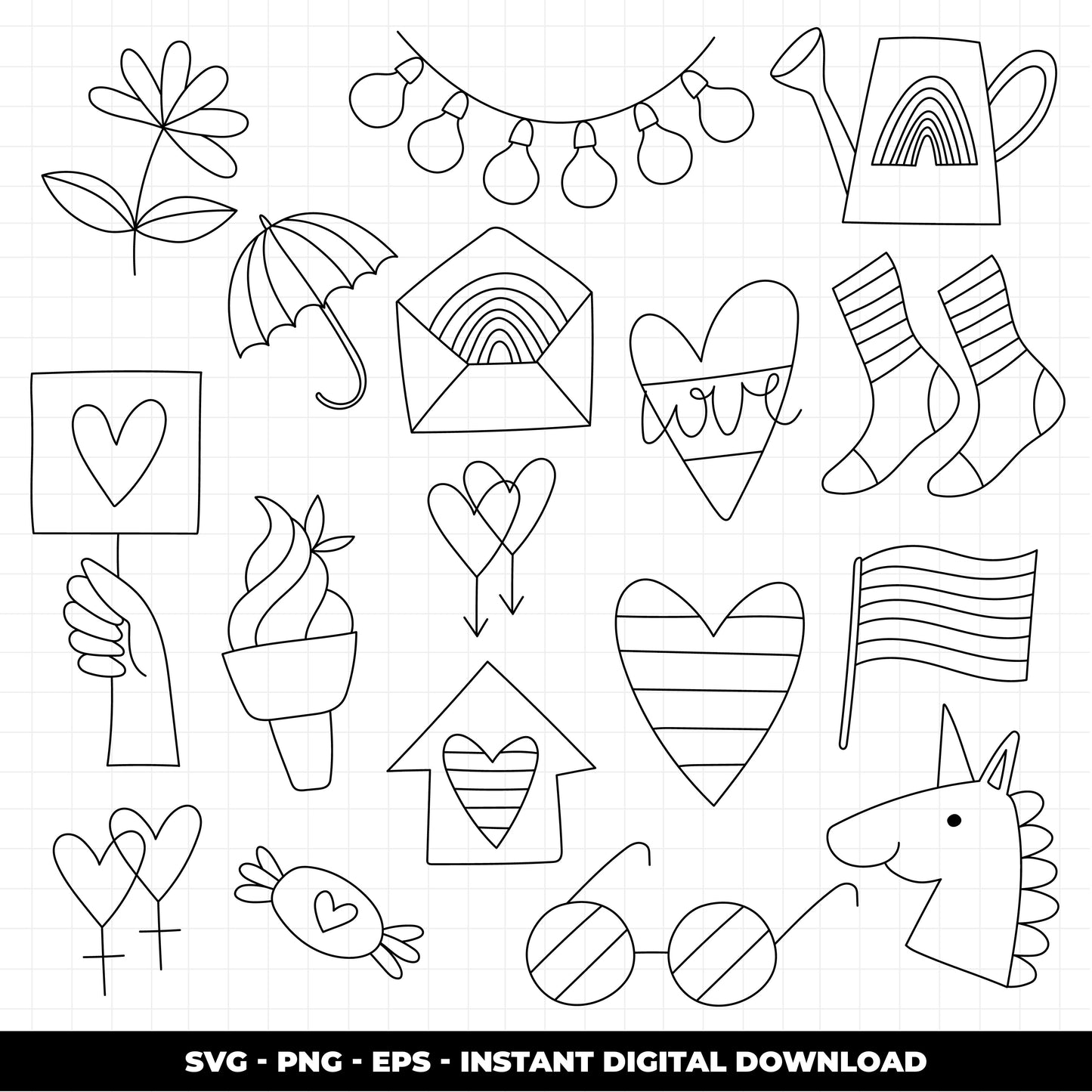 COD1394 - Doodle clipart, Pride Clipart, love is love Clipart, LGBT printable, pride svg, lgbt svg