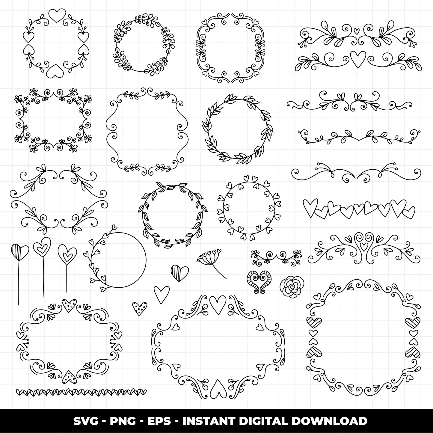 COD1399 - Doodle clipart, Frames Clipart, Aesthetic frames Clipart, frames printable, frames svg