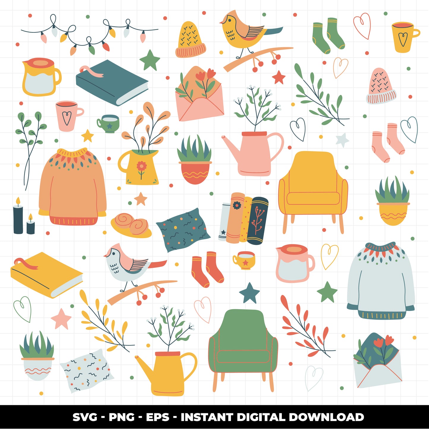 COD1418 - Autumn svg, fall clipart, Leaves clipart, Plants svg, fall svg, cozy doodle svg