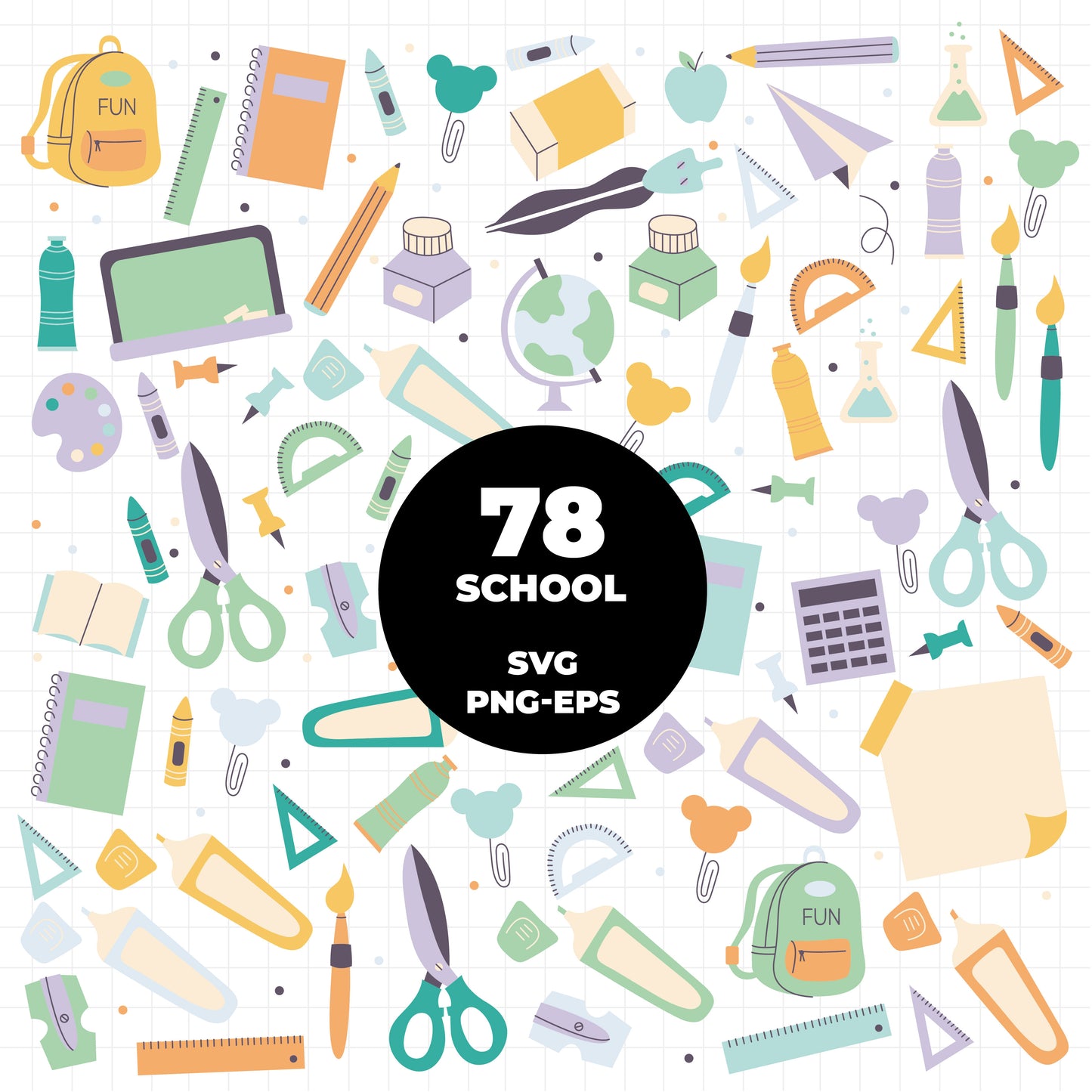 COD1421 - School elements svg, school clipart, Bullet journal svg, bujo clipart, Notes Clipart