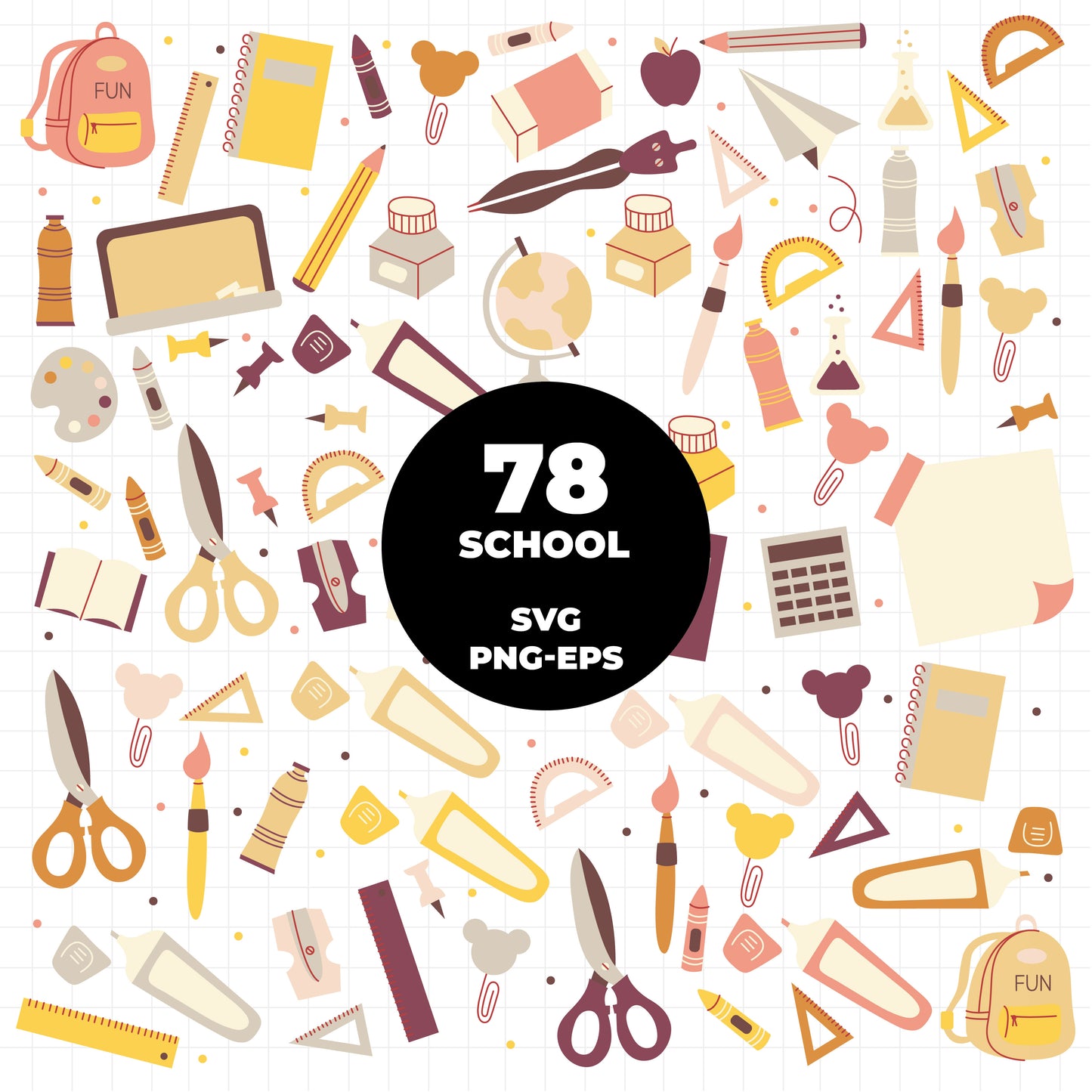 COD1422 - School elements svg, school clipart, Bullet journal svg, bujo clipart, Notes Clipart
