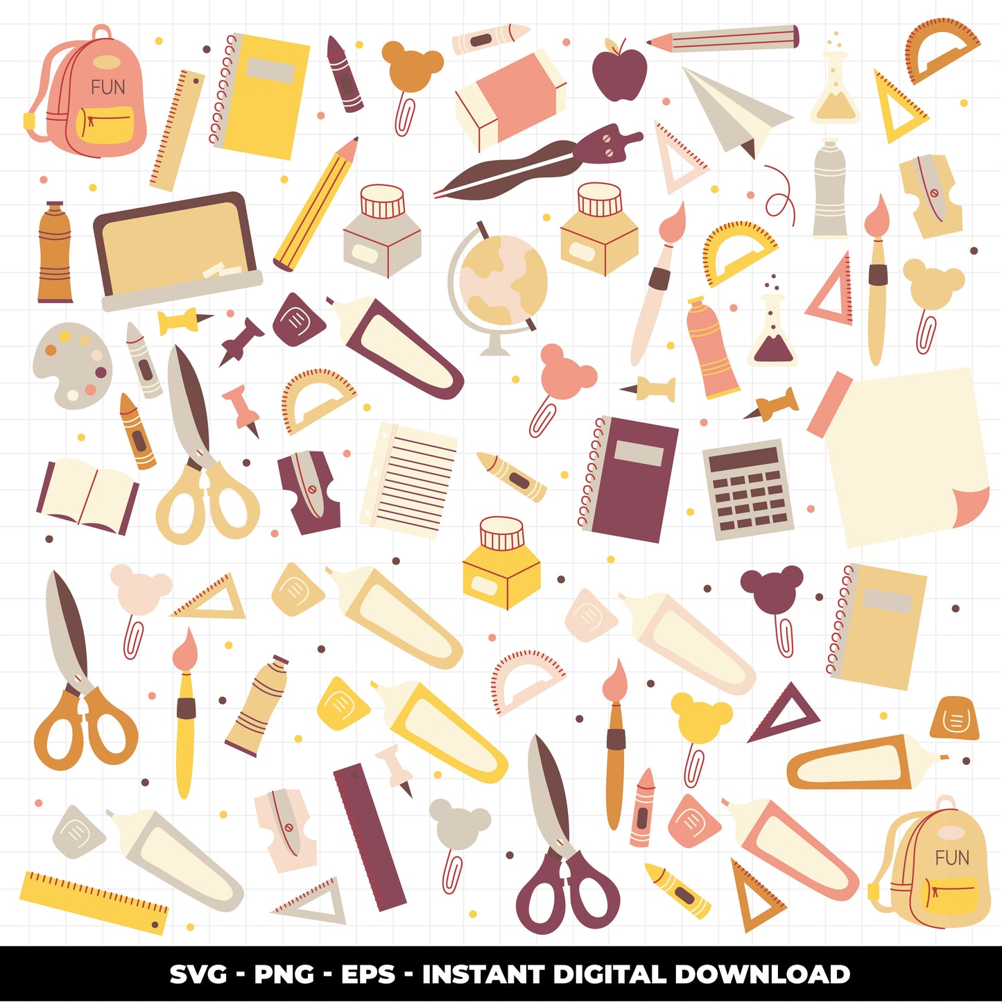 COD1422 - School elements svg, school clipart, Bullet journal svg, bujo clipart, Notes Clipart