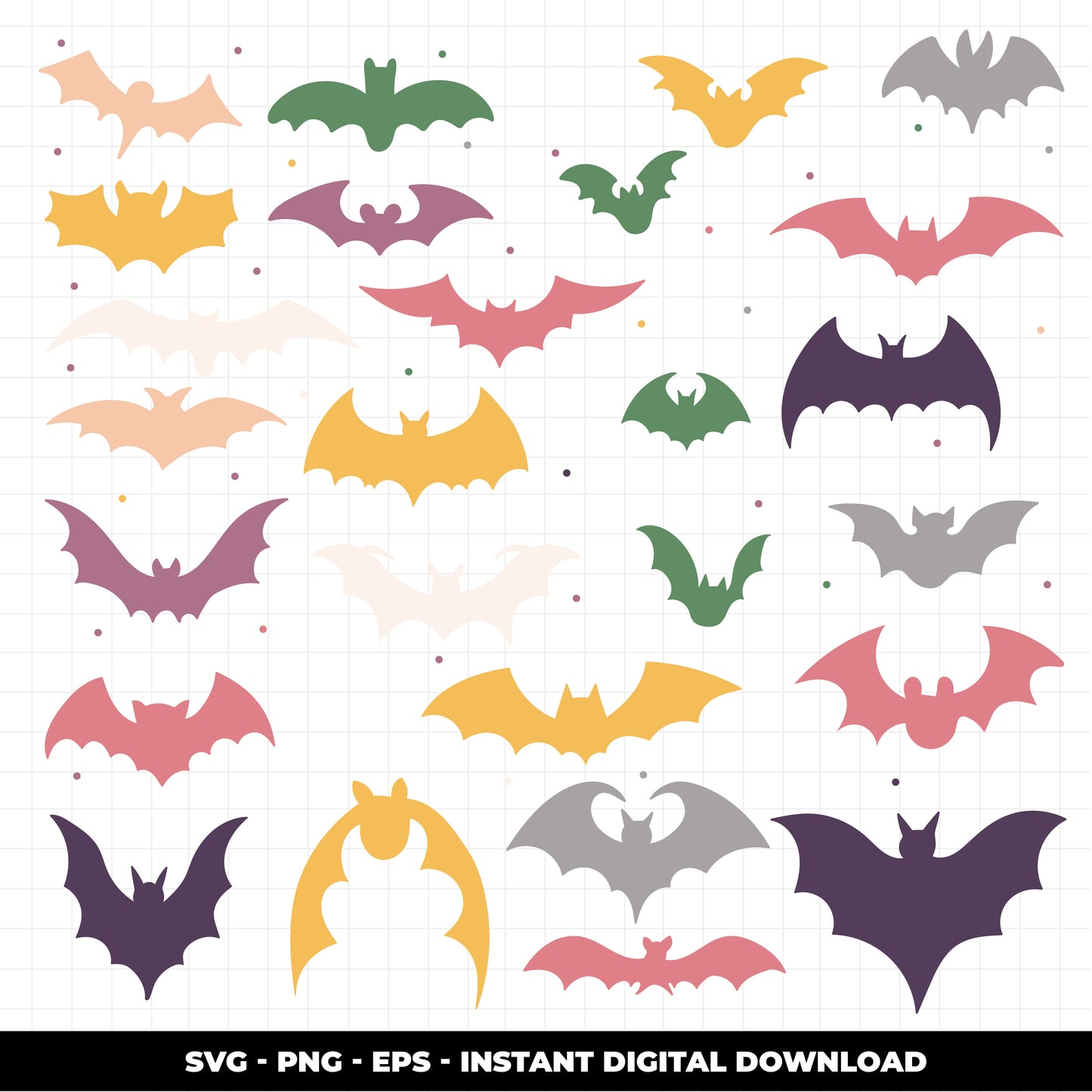 COD1425 -Bats Set for printing and cutting projects/EPS /Halloween Doodles clipart/scrapbook cliparts