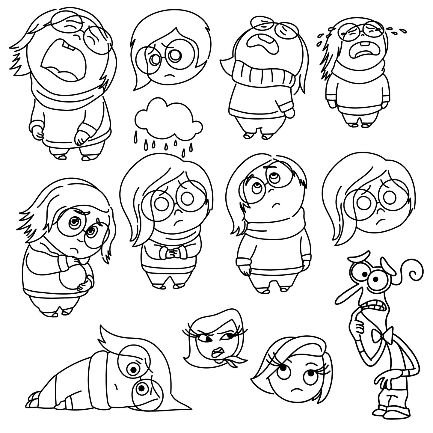 COD1512 - Mega bundle inside out 2 SVG, EPS, PNG - Inside Out 2 new Characters Clipart Vector. Pack bundle vectorized