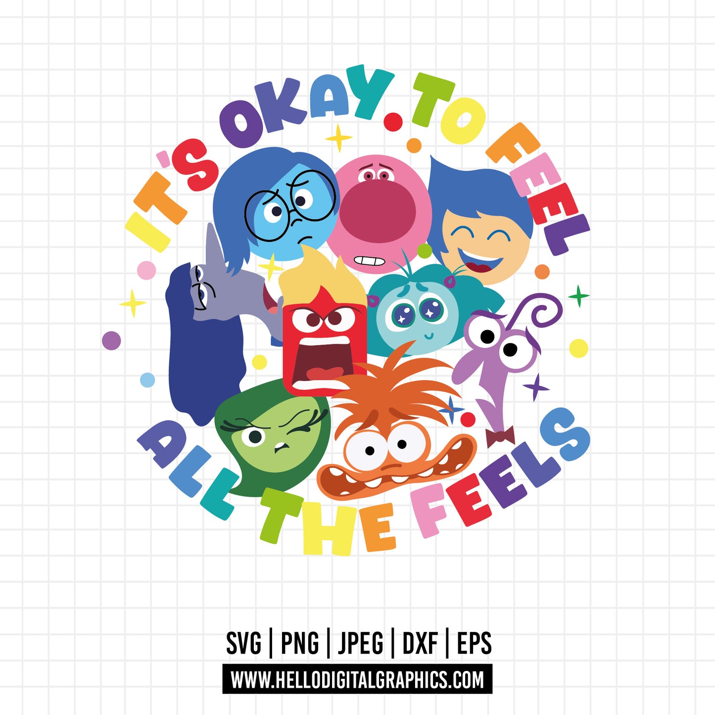 COD1515 - It's okay to feel all the feels svg, Anxiety Inside Out 2 svg, Inside Out 2 Clipart PNG