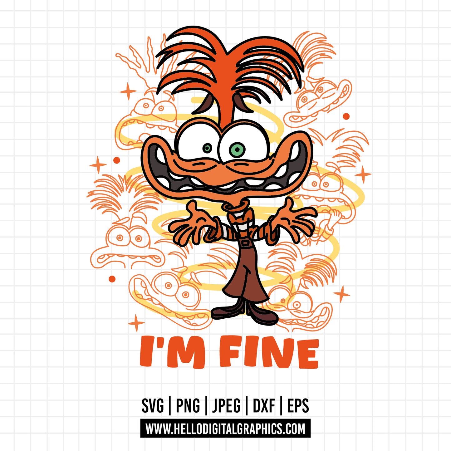 COD1518 - I'm fine svg, Anxiety Inside Out 2 svg, Inside Out 2 Clipart PNG, Inside Out Digital Download, printable transparent background