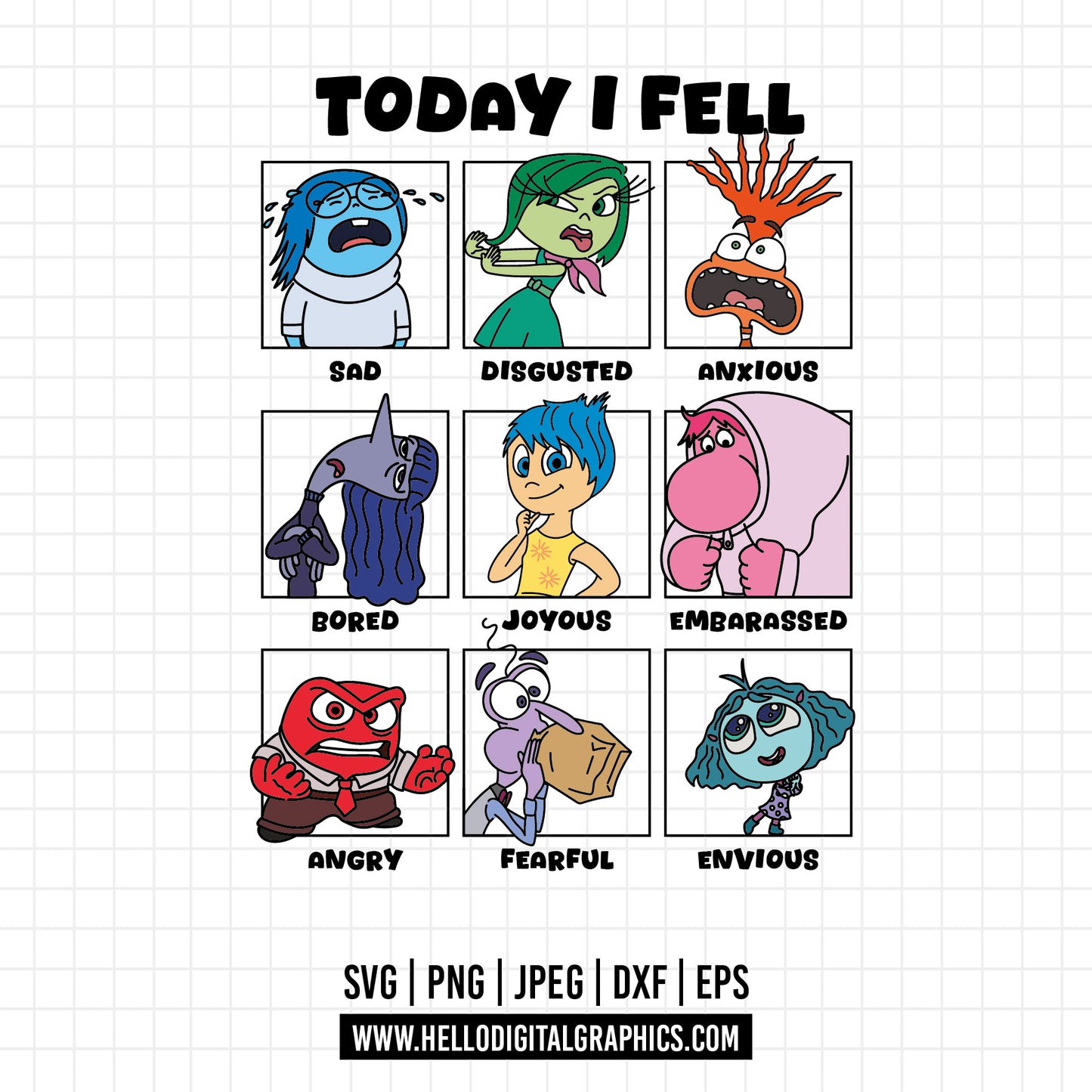 COD1519 - Today I fell svg, inside out t shirt svg, Anxiety Inside Out 2 svg, Inside Out 2 Clipart PNG
